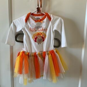Carter's Little Turkey outfit - White, Orange, Yellow with tule tutu